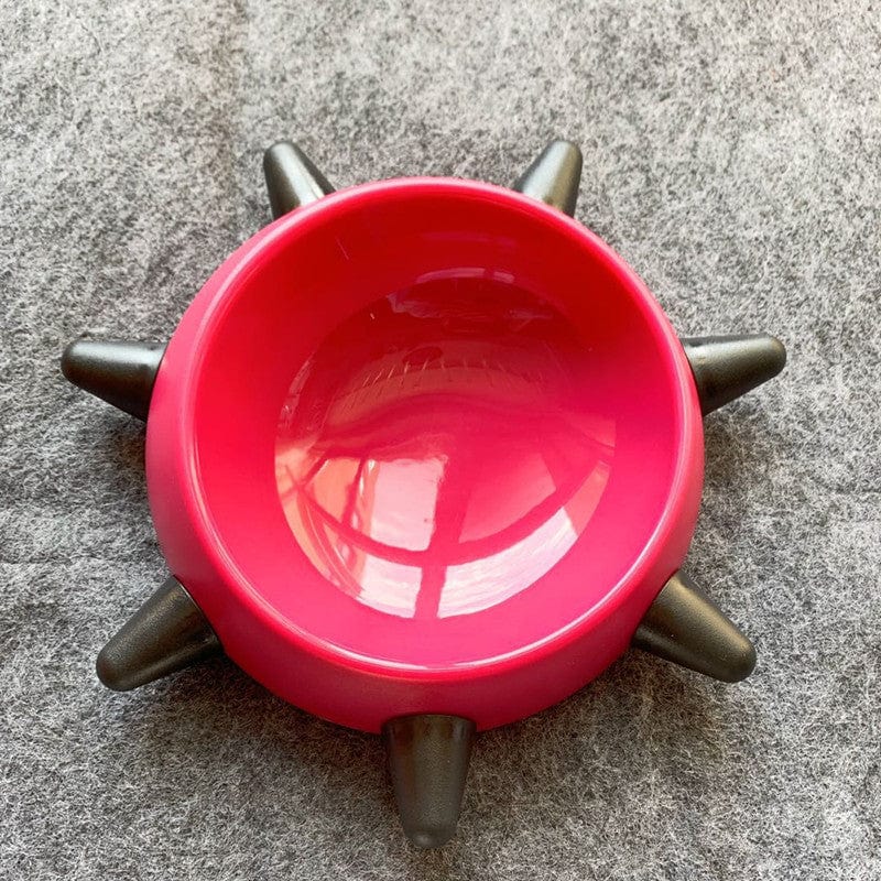 Pink & Black Spiked Collar Shaped Dog Bowl