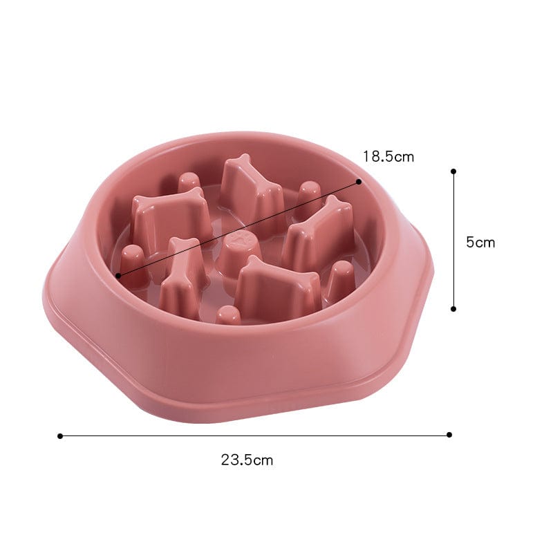 Pink Bone Pattern Slow Feeder Dog Bowl