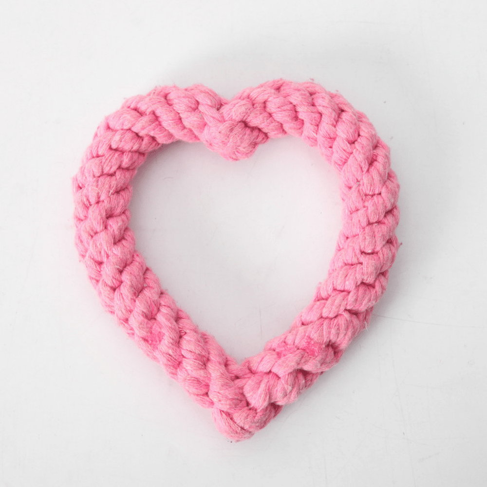 Pink Cotton Heart Shaped Rope Dog Toy