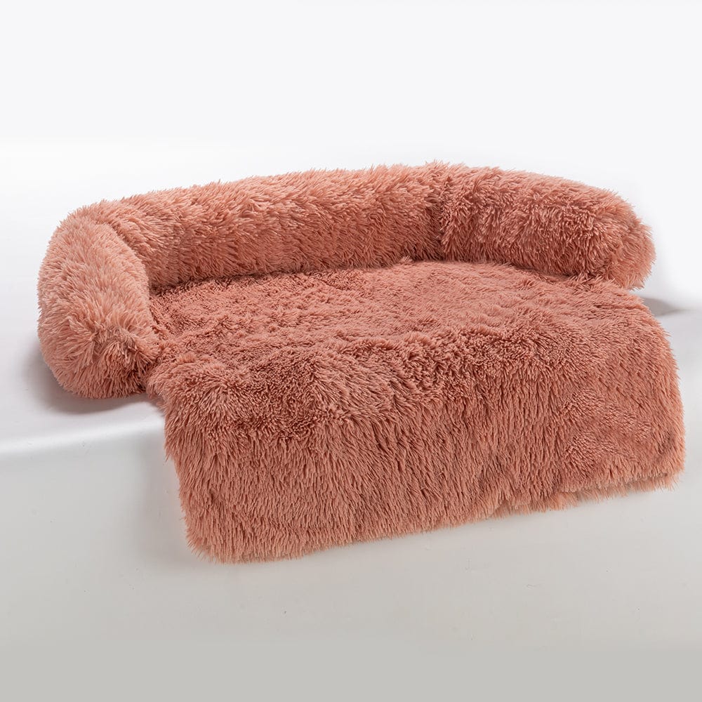 Pink / L Memory Foam Plush Couch Protector Cover Dog Bed