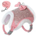 Pink / L Plush Rhinestone Dog Harness and Leash Set