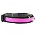 Pink / Plain / L USB Rechargeable LED Flashing Nylon Dog Collar