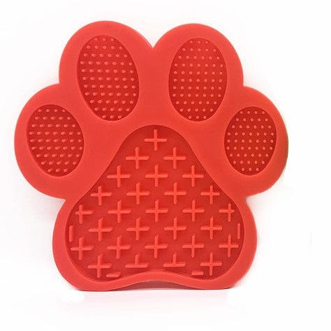 Red Silicone Paw Shaped Dog Licking Mat