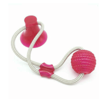 Red Suction Cup Rope Ball Tug toy