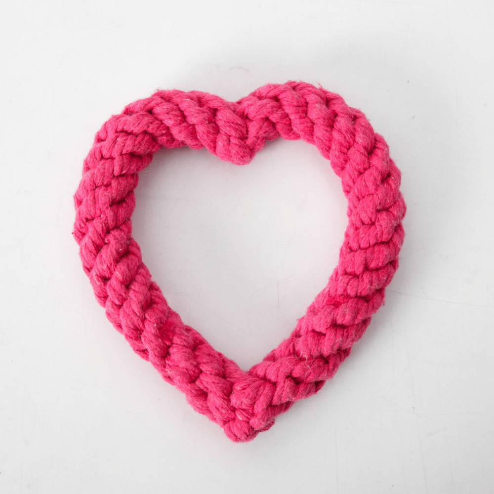 Rose Red Cotton Heart Shaped Rope Dog Toy