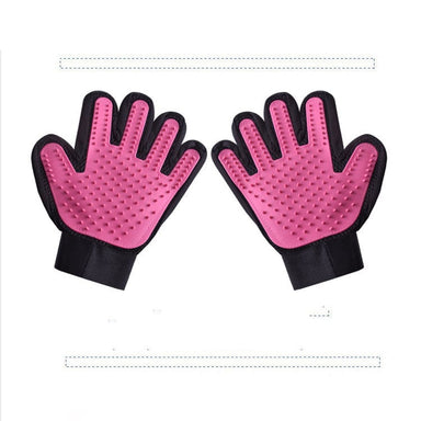 Rose red Deshedding Dog Hair Grooming Gloves