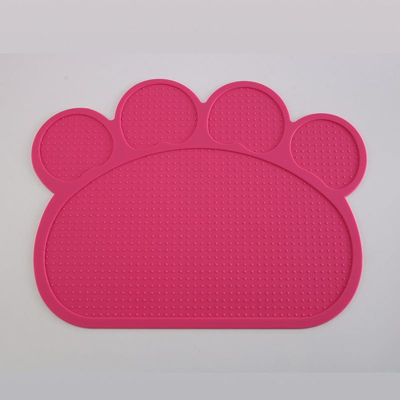 Rose Red Silicone Paw Shaped Dog Food Placemat