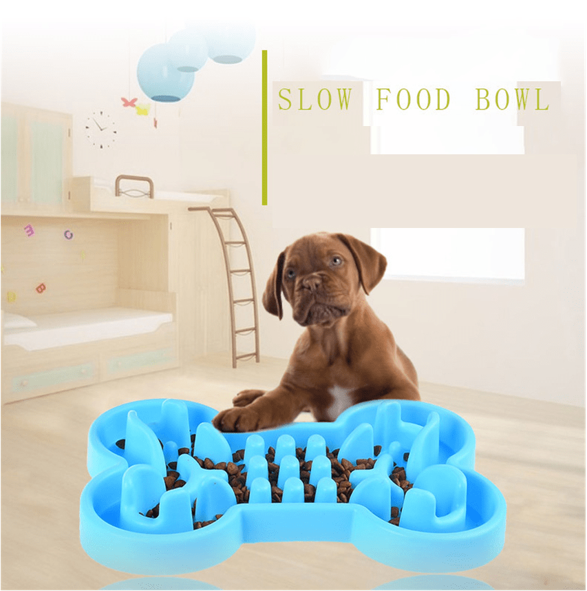 Silicone Bone Shaped Slow Feeder Dog Bowl