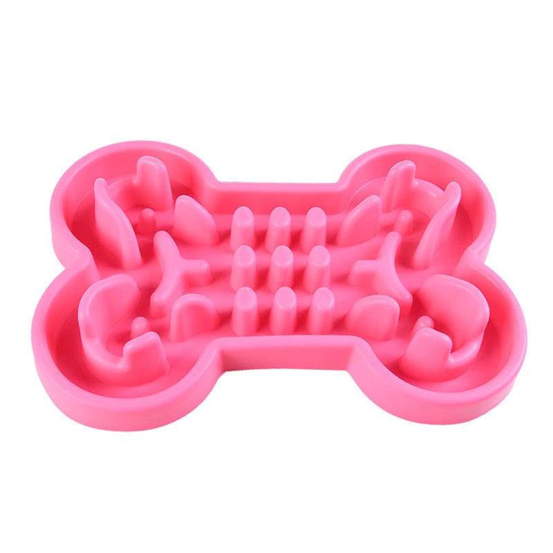 Silicone Bone Shaped Slow Feeder Dog Bowl