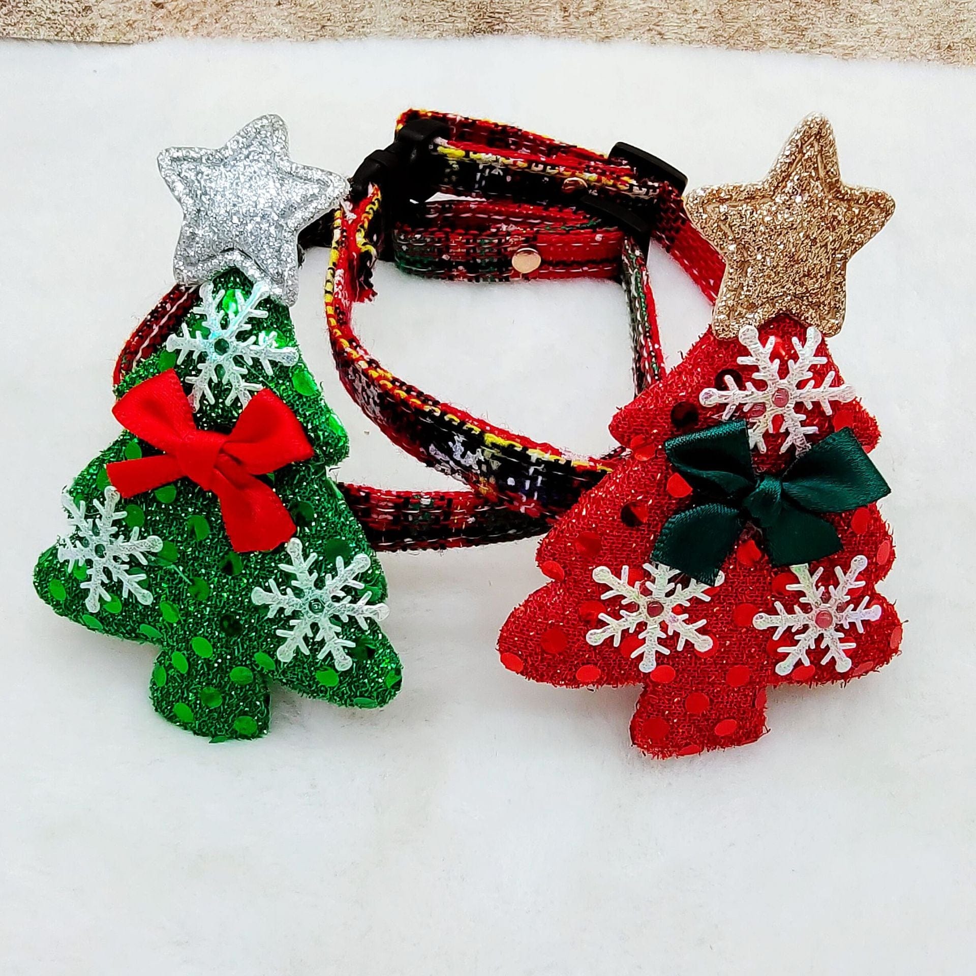 Simple Christmas Snowflake Canvas Pet Collar