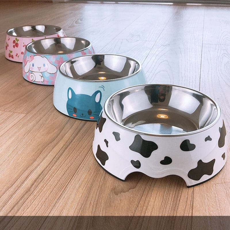 Stainless Steel Cow Print Dog Bowl