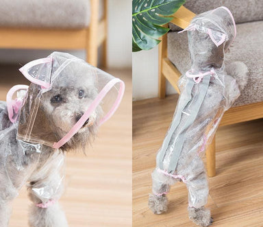 Transparent pink / S Pet dog raincoat