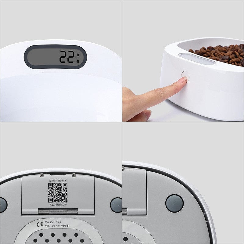 White / S Pet weighing dog food bowl