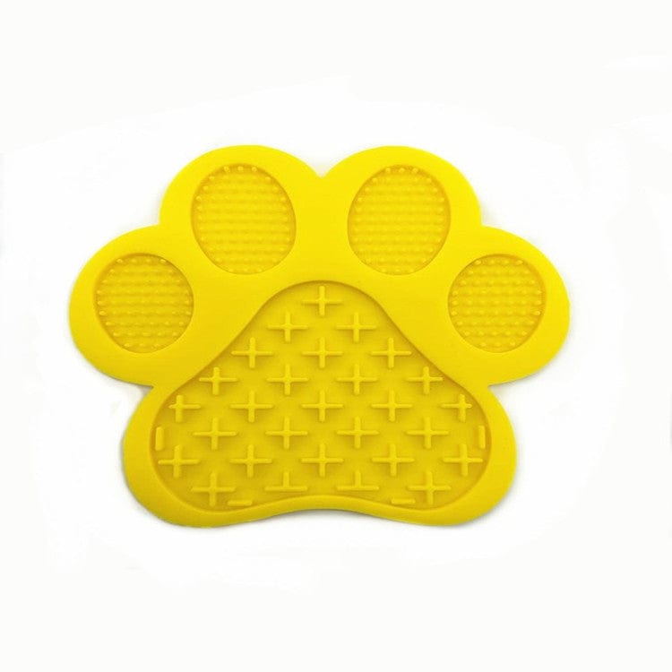 Yellow Silicone Paw Shaped Dog Licking Mat